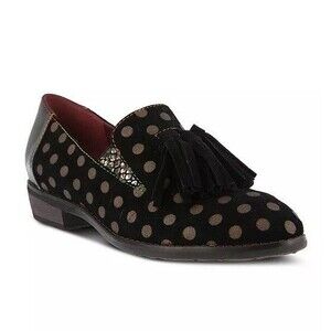 L'Artiste by Spring Step Womens EU 37 US 6.5-7 Klasik Polka Dot Suede Loafer